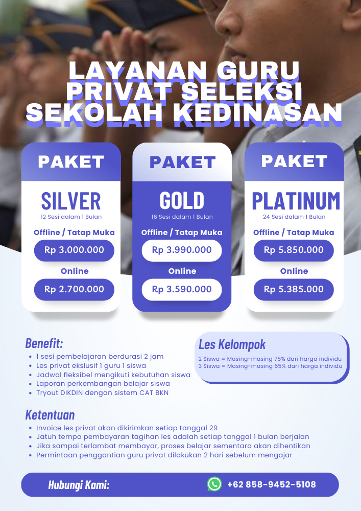 Harga Paket Les Privat Sekolah Kedinasan DIKDIN